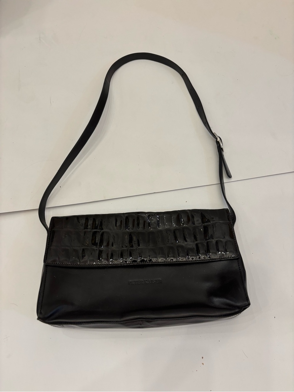 Black Peter Kaiser Shoulder Bag - Croc-Textured Flap